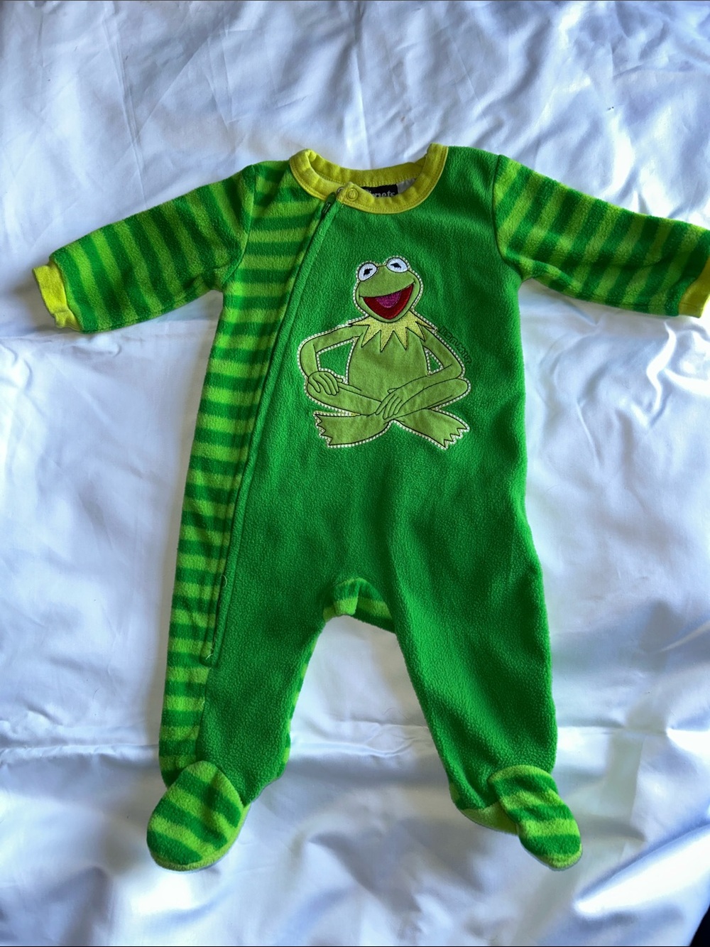 Kermit Green Fleece One-Piece Kids Romper